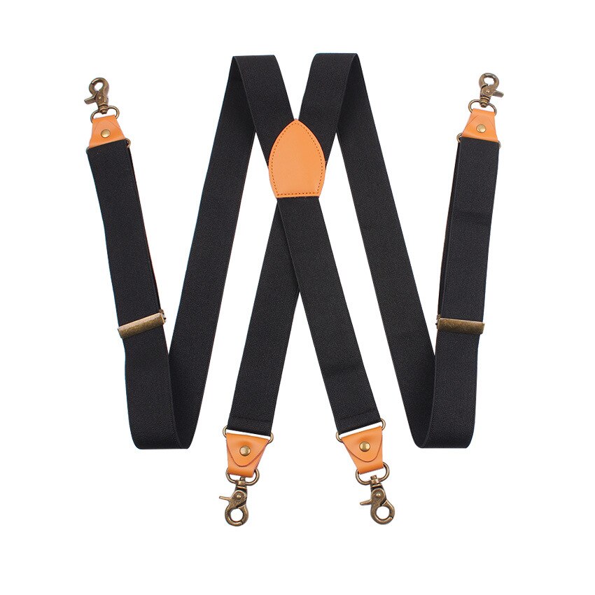Heavy Duty Suspender for Work Men 3.5*120cm Wide 4 Strong Hook Buckle Strap Clips Adjustable Elastic Trouser Braces Straps 2022: Default Title
