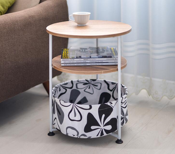3 Layers Wooden Corner Table Bedside Sofa Side Table Round Tea Coffee Table Big Storage Capacity For Living Room Bedroom: Color 3