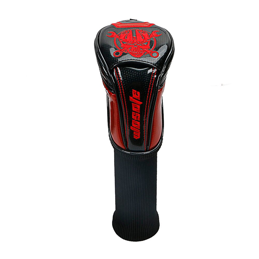 Golf Club Headcovers 1# Driver 3# 5# Wood # Hybrid Cover PU Leather with red Skull embroidery Head Covers: Hybird
