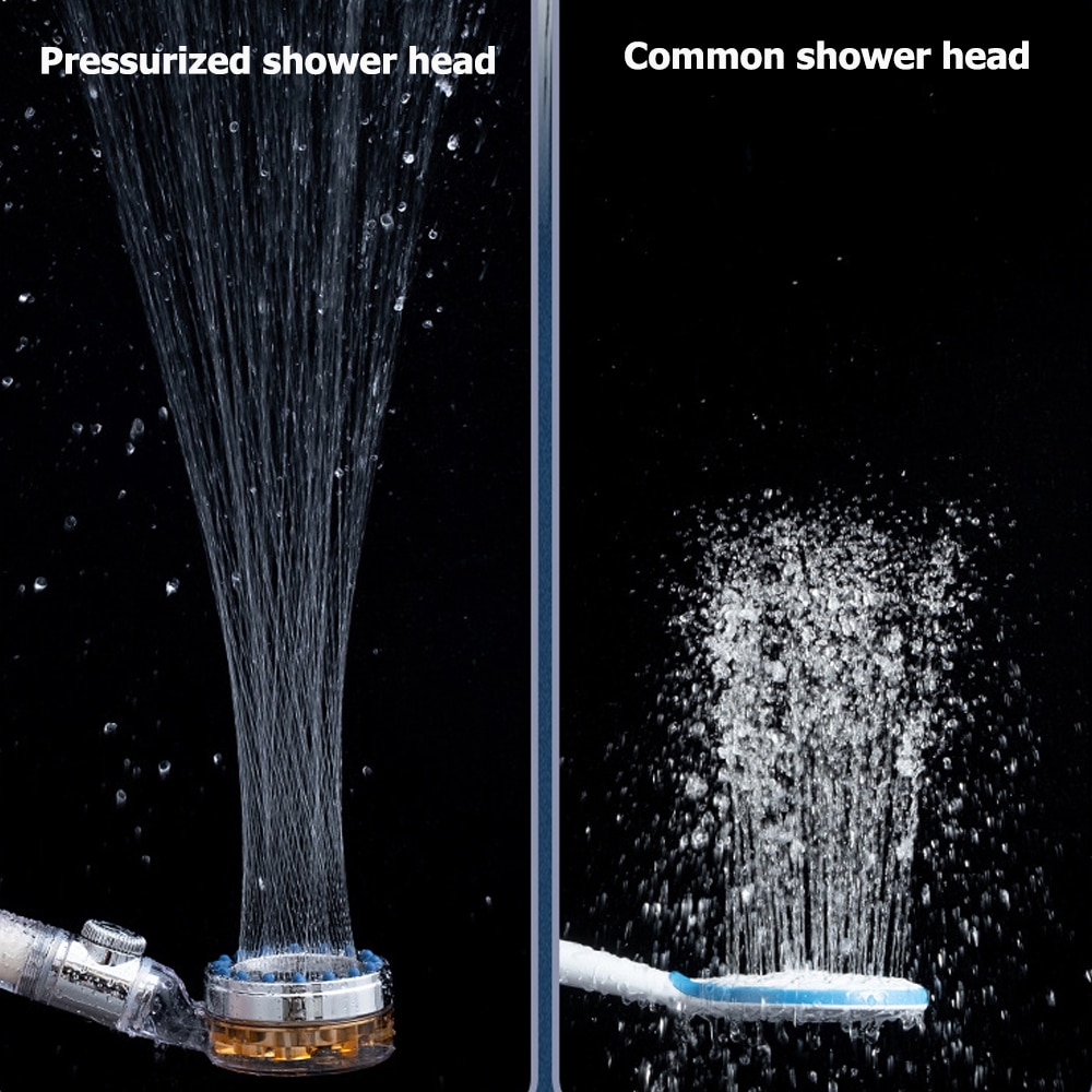 Zloog ABS Bathroom Handheld Shower Head with Stop Button Pressurized Turbo Nozzle Water Saving High Pressure Fan Shower Head