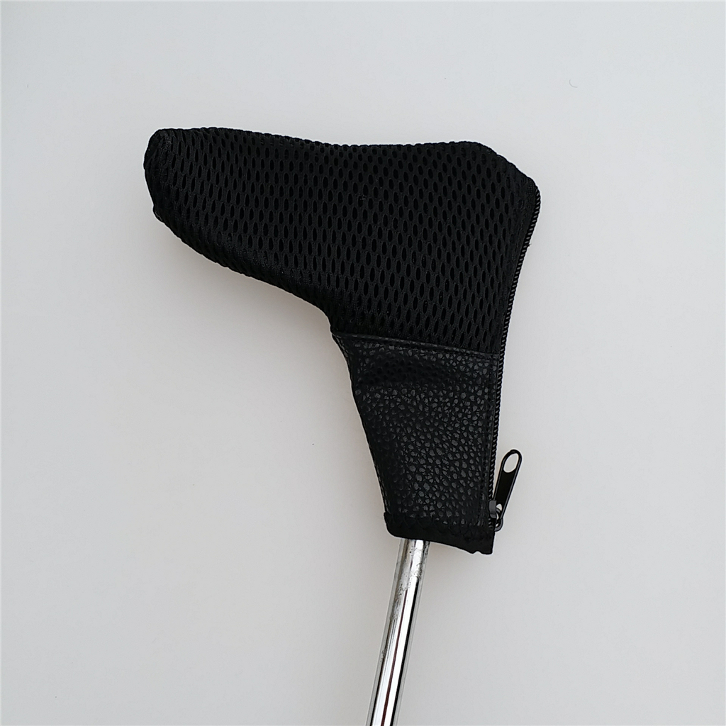 dauerhaft Gittergewebe Klinge Kopf Abdeckung Golf Verein Putter Headcover mit Reißverschluss Schließen Leichte Golf Putter Schutz Tasche Zubehör: Schwarz