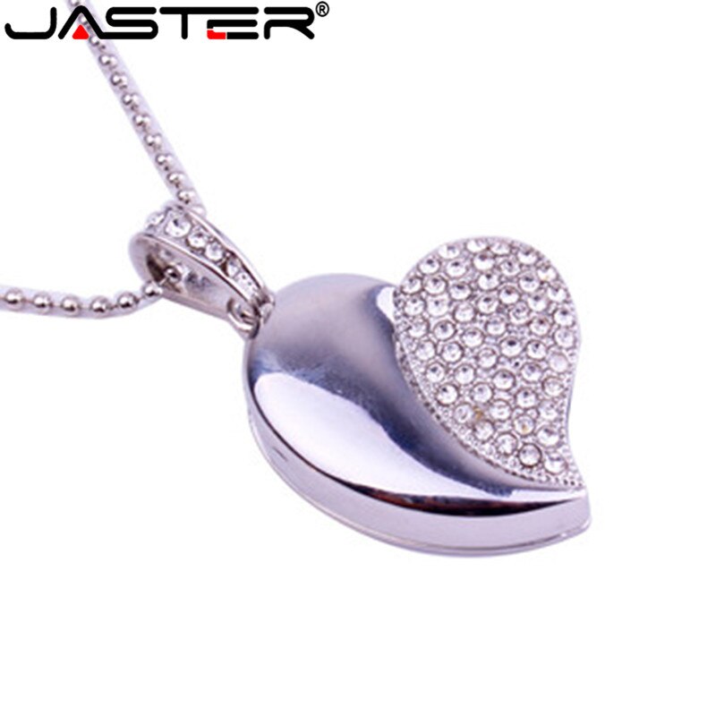 Jaster Crystal Diamond Liefde Hart Usb Flash Drive Memory Stick Harten Met Ketting Pendrive 4Gb 8Gb 16Gb 32Gb