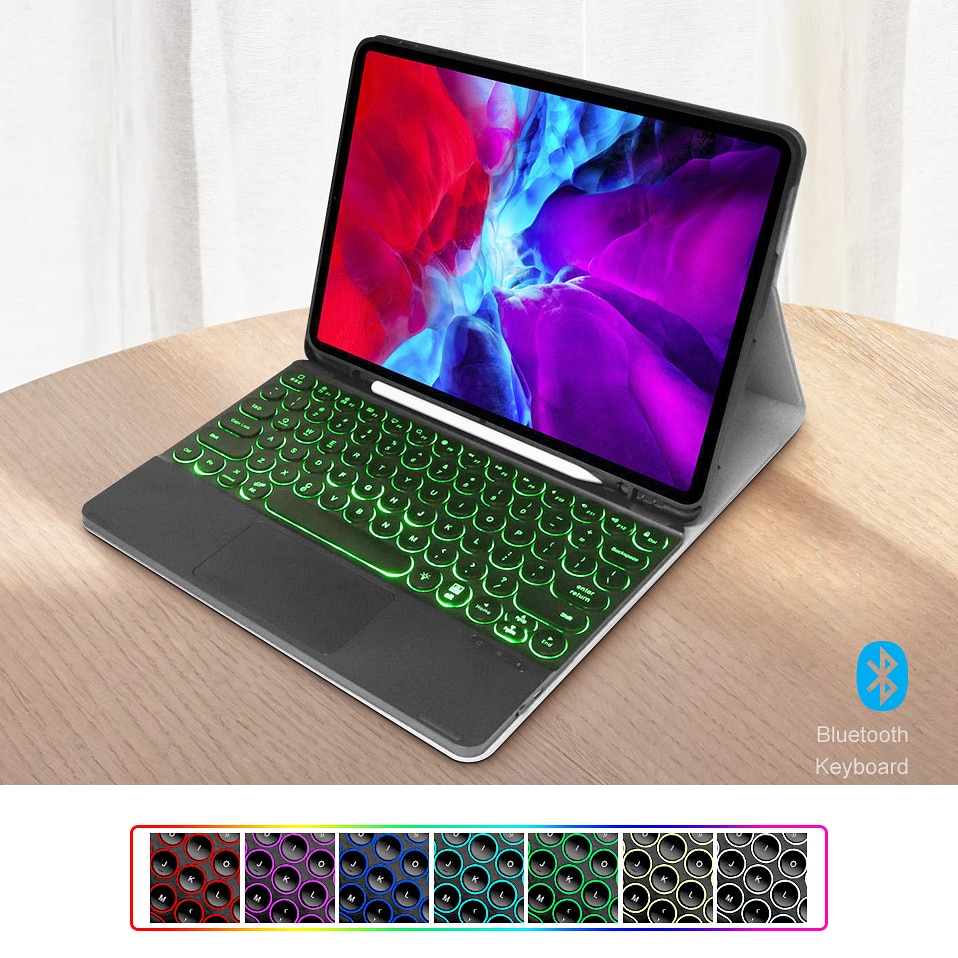 AVATTO 12.9 inch Ultra-thin LED Backlit Bluetooth Tablet Keyboard with Touchpad Backlight for Newest iOS, Android,Windows Tablet