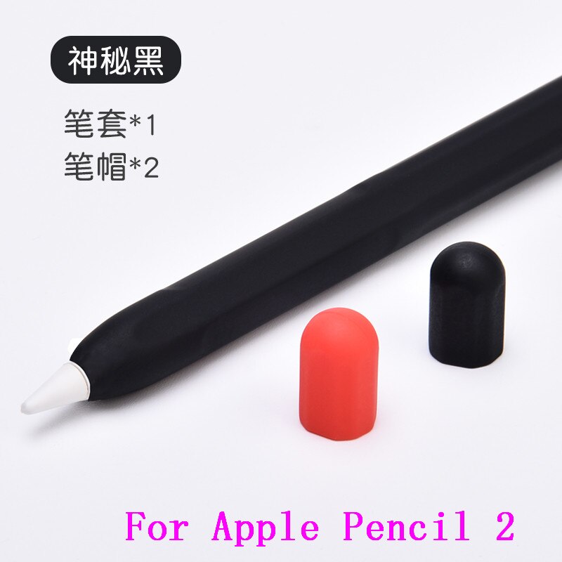 Cukierki miękkiego silikonu piórnik dla Apple ołówek 2 1 rysik Tablet pióro ekran dotykowy rysunek pióro pokrywa dla iPad ołówek: black For pencil 2