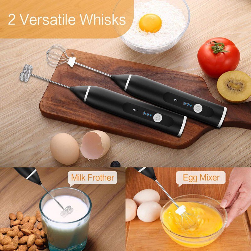 Whisk Batidor de huevos de 3 velocidades, batidor de café, leche, batidor de huevos, agitador, batidor USB recargable, egg beater batidor herramienta batidora de alimentos de mano egg beater batidor batidora de mano
