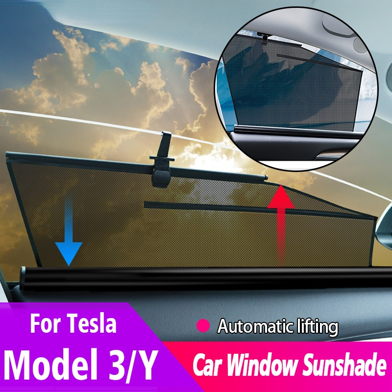 Window Lift Sunshade for tesla model 3 Y Automatic Telescopic Shade Private Sunscreen Car interior Curtain Privacy Accessories