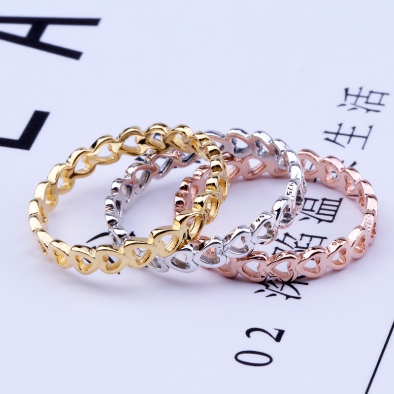 Novo 2019 moda 925 prata esterlina rosa ouro ligado amor anel pan anéis para casamento feminino anéis de noivado dropshipping