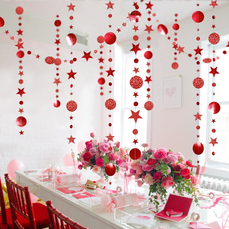 Guirlande pendante en chaîne en papier, 4m, pour décorations de mariage, décorations pour réceptionniste, fête prénatale, anniversaire, noël