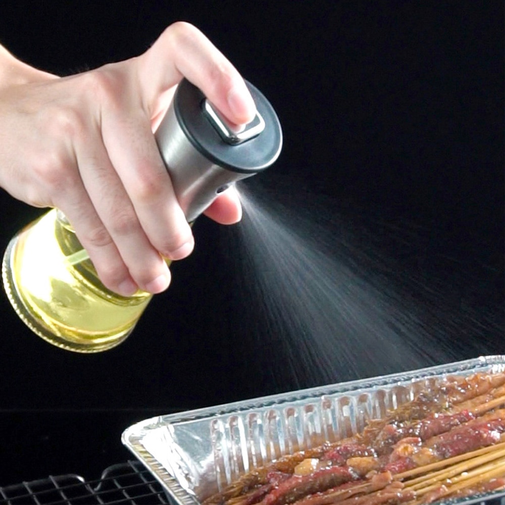304 Stainless Steel Oil Sprayer 200ml Refillable Olive Oil Dispenser Bottle Sprayer For BBQ Grilling Roasting