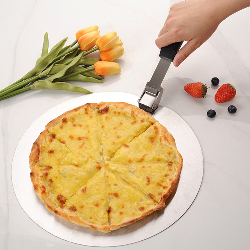 1 Set Pizza Cutter Spatula Stainless Steel Pizza Paddle Pizza Shovel Foldable Round Pizza Cutter Wheel Handheld Pizza Accessory