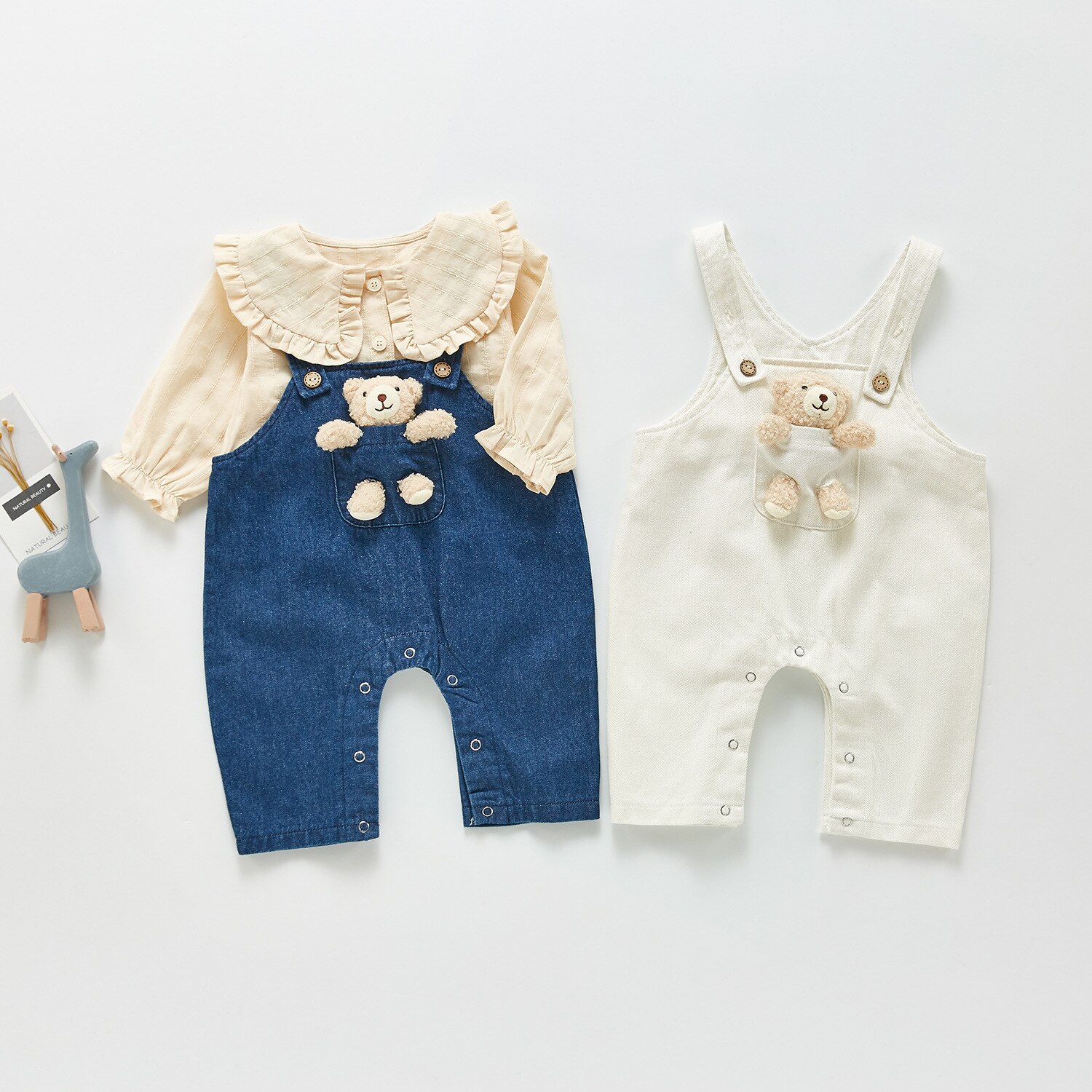 2021 autunno nuova tuta da bambino pantaloni da bambola simpatici cartoni animati per ragazzi e ragazze tuta di jeans pantaloni Casual per bambini Jean 6M-3T