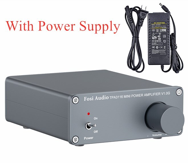 Fosi Audio- V 1,0G 2 Kanal Stereo Audio- Energie Verstärker Klasse D Mini Hallo-fi Professionelle Digitale Ampere für Hause lautsprecher 50W x2: silber- mit power