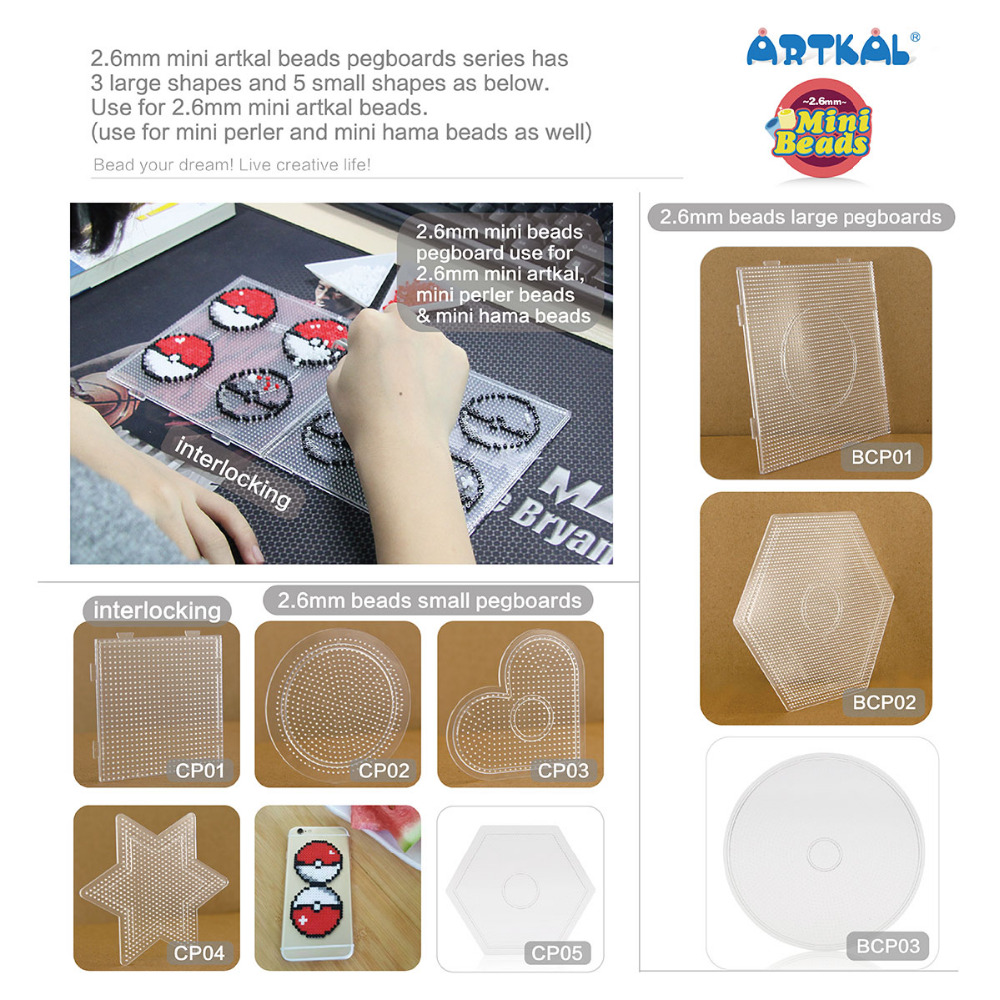 Artkal 2.6mm Pegboards Volledige Set Voor Mini Pixel Kralen Cartoon Patroon Diy Accessoire Educatief Speelgoed