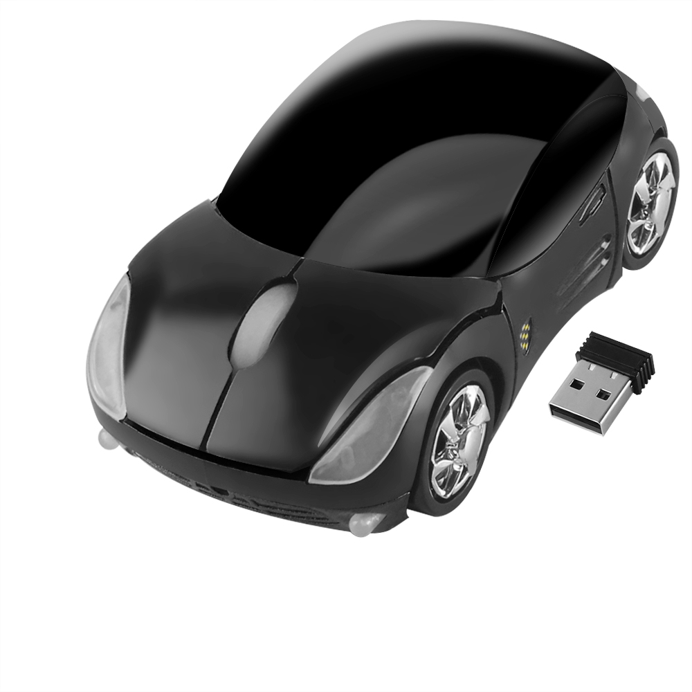 2.4G Wireless Mouse Mini Cute 3D Car Shape Computer Mause 1600 DPI USB Optical Kid Girl Small Mice For Laptop PC Notebook: Only Black Mouse