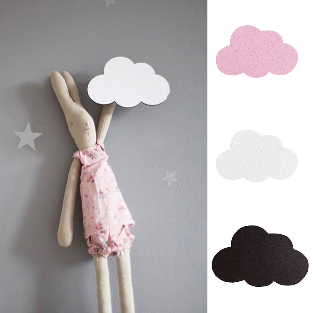 Porte-manteau Enfant « Nuage » Blanc - En MDF/pin, Dimensions 48x12x22 Cm - Décoration Murale Chambre D'enfant - 3