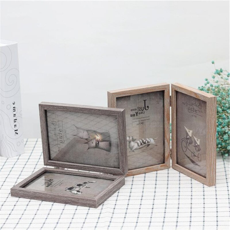 2-sided Wooden Photo Frame Nordic Picture Frames Modern Rectangle Home Office Desktop Decoration Wood Frame Ornaments Holder