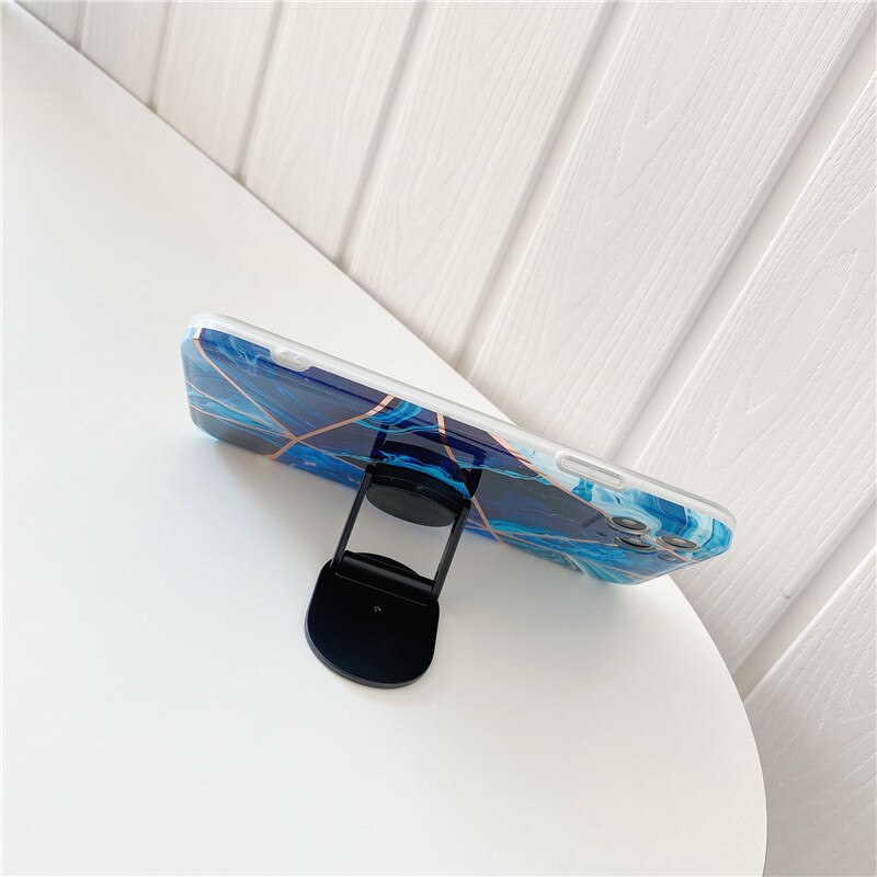 3D Universal Geometric Marble fold finger grip phone holder case DIY mobile Holder Flexible 360 Degree Rotate Mobile Phone Stent