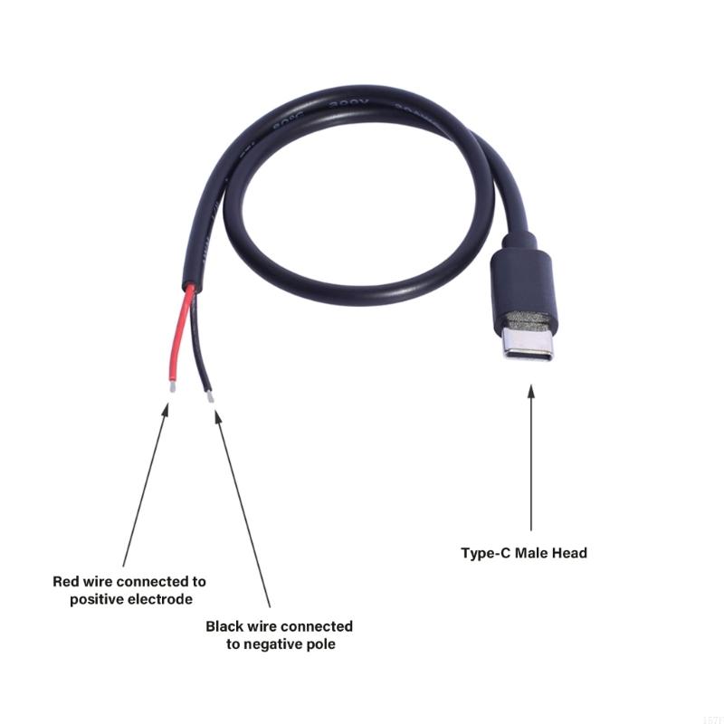 157F USB C to Bare Wire Power Cable 30CM 20AWG Pigtail Line for Charging USB Type C