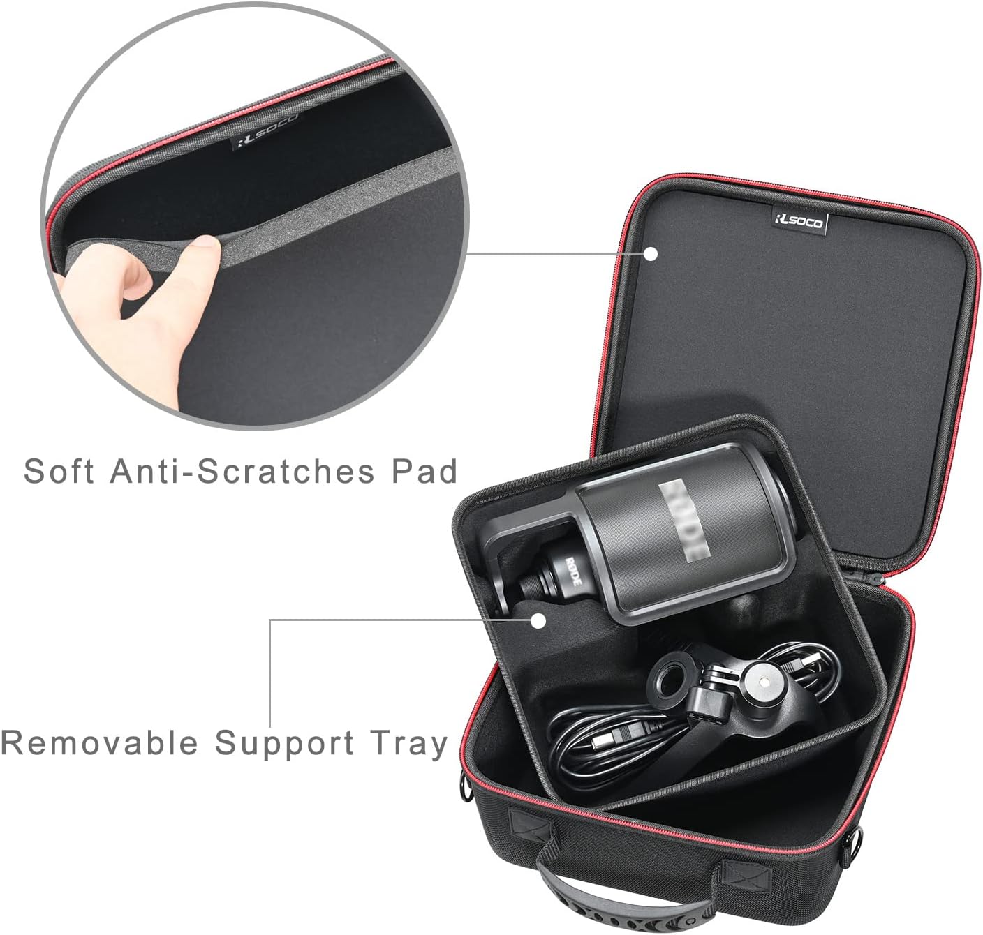 Carrying Case for Rode NT-USB/NT-USB+ Microphone, Waterproof Shockproof Storage Travel Case Bag Accessories for Rode Microphone