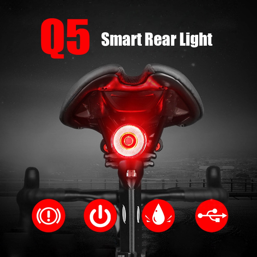 Newboler Smart Inductie Rem Fiets Achterlicht Auto Sensing Fiets Licht Achter Usb Waterdichte Fiets Achterlicht Fiets Accesorios