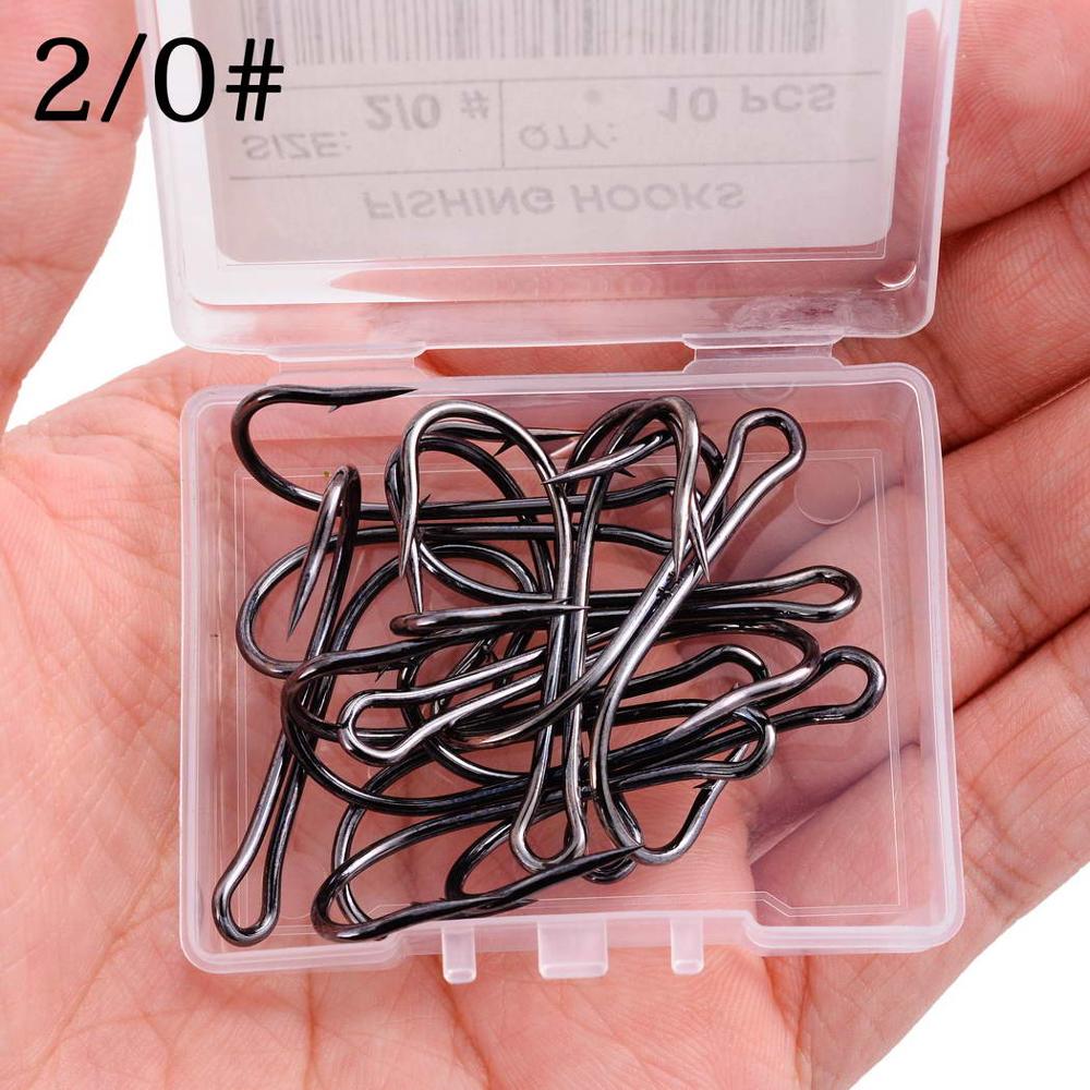 10pc / Box Long Shank Double Fishing Hook Weedless Fishing Hooks Fly Tying Duple Fishhook Jig Bass Fishing Tackle For Soft Lure