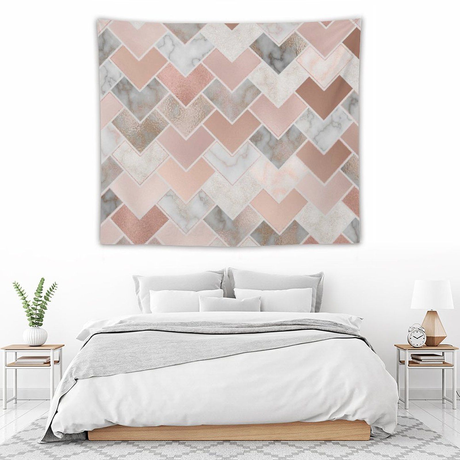 Rose Gold Marble Geometric Tapestry Wall Hanging Decor Polyester Table Cover Yoga Beach Towel Rose Gold Marble Geometric Abstrac