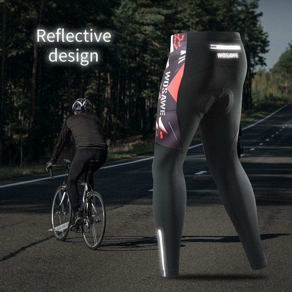 WOSAWE zimowe wyściełane męskie spodenki na wioślarz wiatroszczelne rowerowe sportowy jeździeckie legginsy odzież termiczne polarowe obcisłe ciepłe spodnie rowerowe