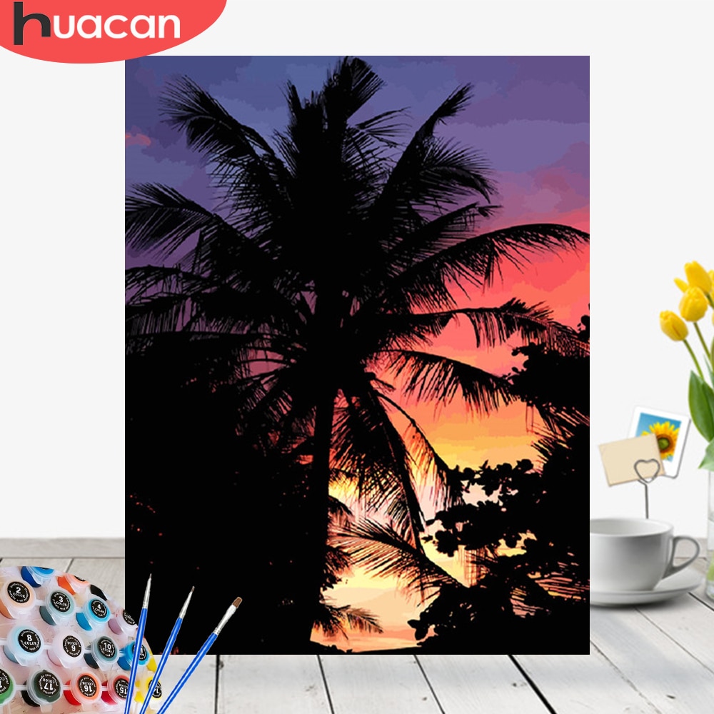 HUACAN Picture By Numbers Landscape Painting Kits Drawing Canvas HandPainted Summer Home Decoration Art