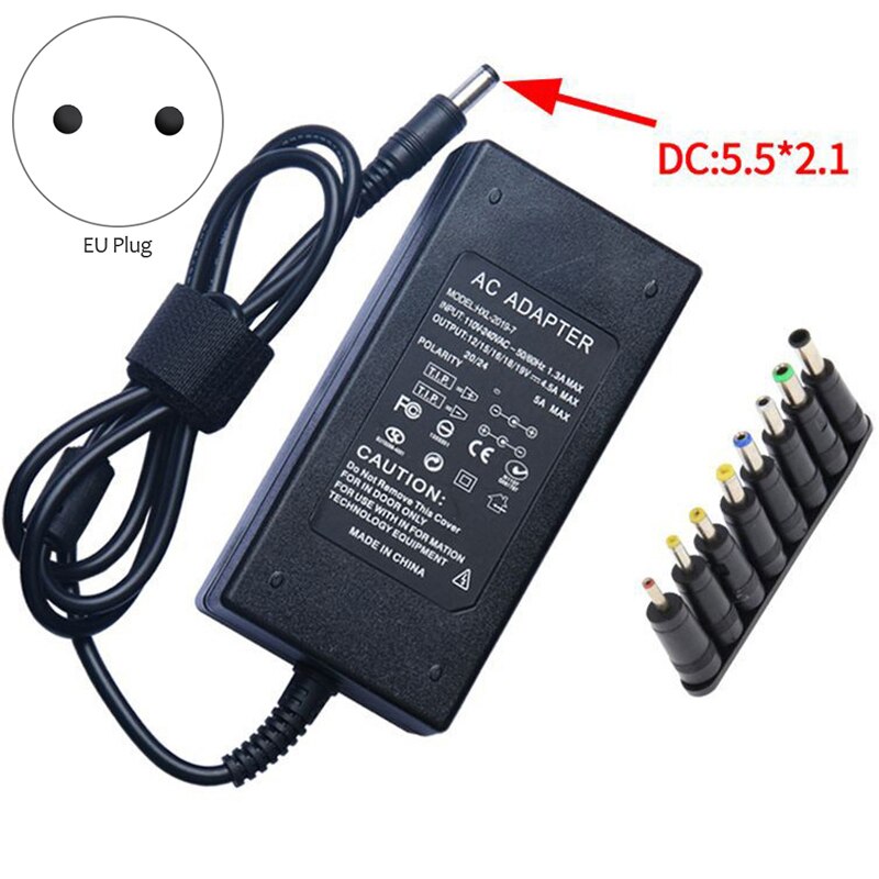 Universal dc 12v 15v 16v 18v 19v 20 24v 4.5a 4a adaptador de alimentação ajustável 34 plugues destacáveis para o portátil plugue da ue