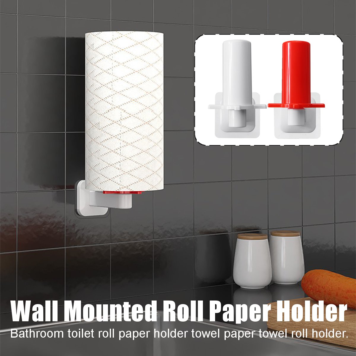 Toilet Basin Roll Paper Holder Kitchen Tissue Towel Storage Organizer Hanging Rack Kitchen Bathroom Roll Tissue Holder Red White