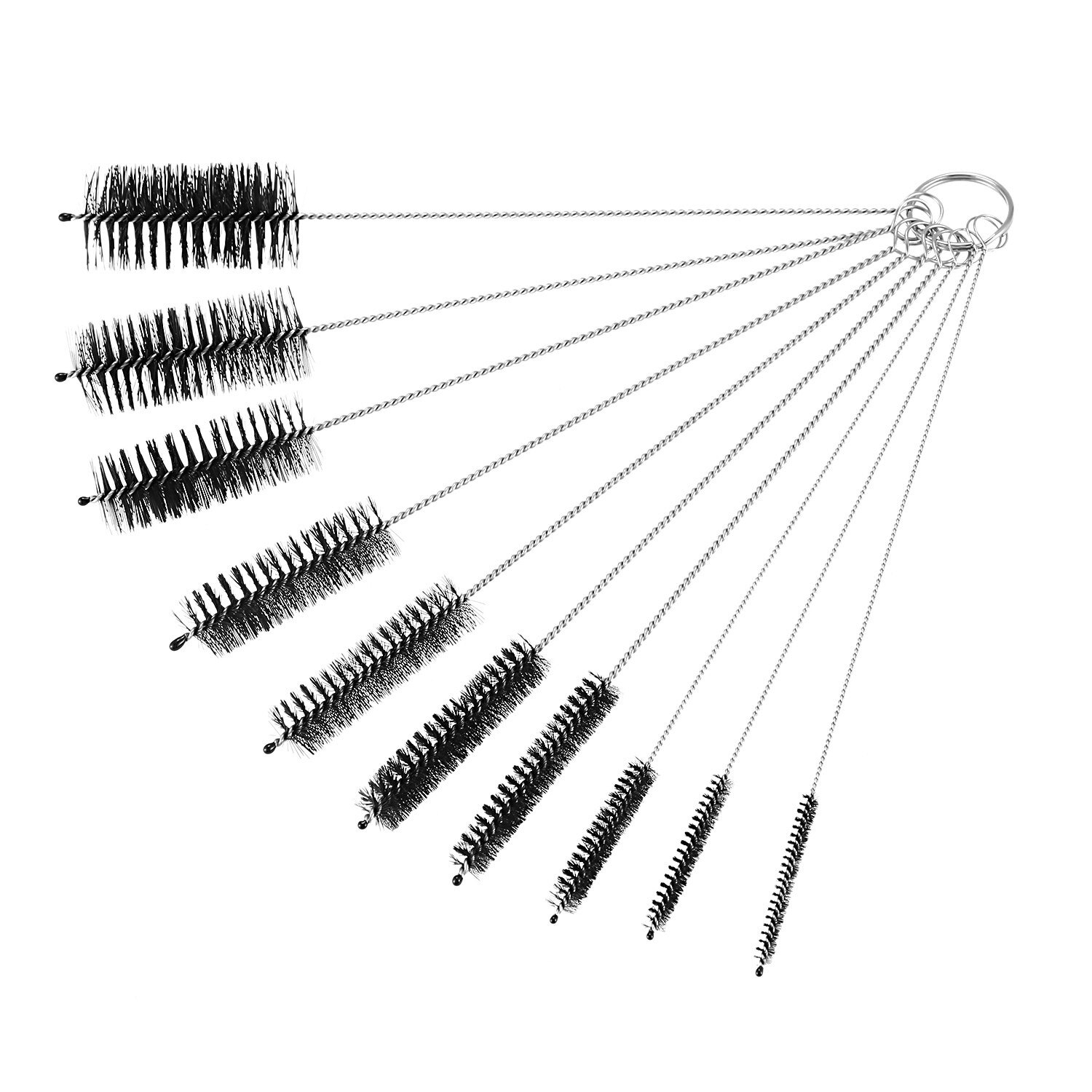 Escova de garrafa, escovas de limpeza de garrafa, escova de limpeza, limpador para copos de garrafas de pescoço estreito com gancho, conjunto de 10 peças: Default Title