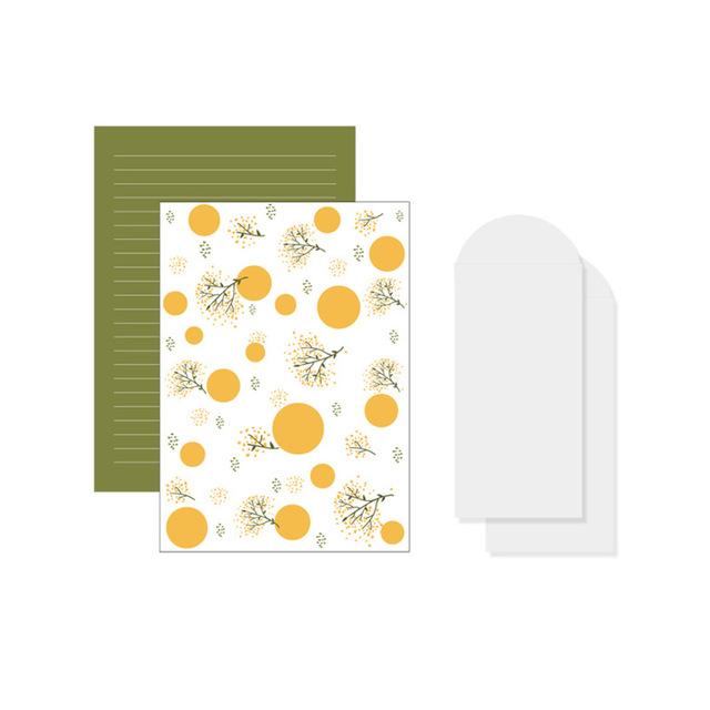 4pcs/set Kawaii Letter Paper Set Flower Envelope with Letter Paper Folding Writing Letter Pad Cute Stationery Letter Writing Set: green