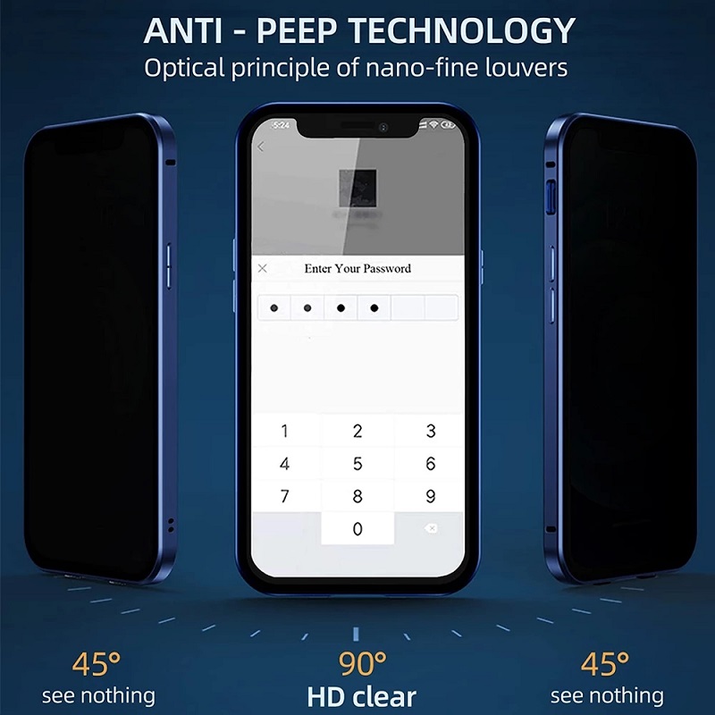 Privacy Protection Metal Double Sided Glass Case For iPhone 13Mini 16 15 13 12 14 Pro Max Lens Protection Double Snap Lock Cover