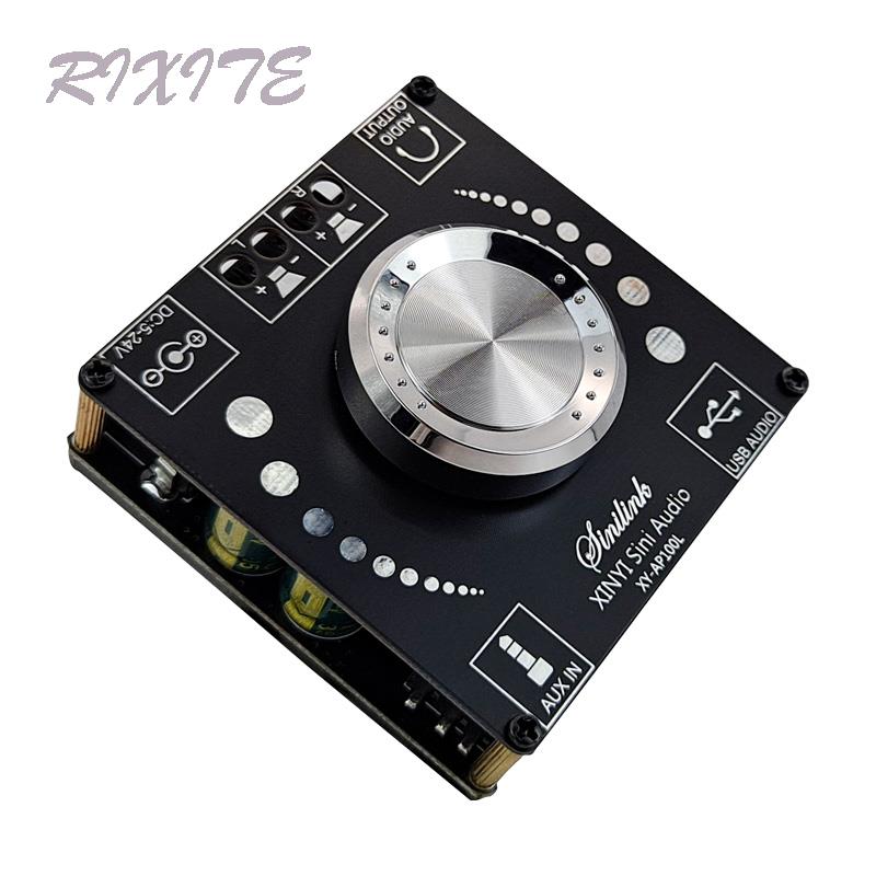 100W+100W Bluetooth 5.0 Stereo Amplifier Board AUX USB Sound Card Digital Power Amp Amplificador DC 12V 24V AP100L