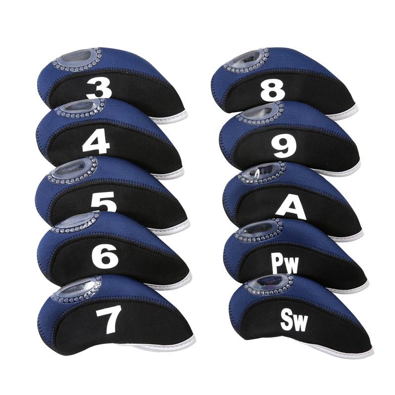 None 10pcs/set Number Pattern Golf Iron Rod Head Covers Protector Golf Rod Sleeve Accessories: dark blue