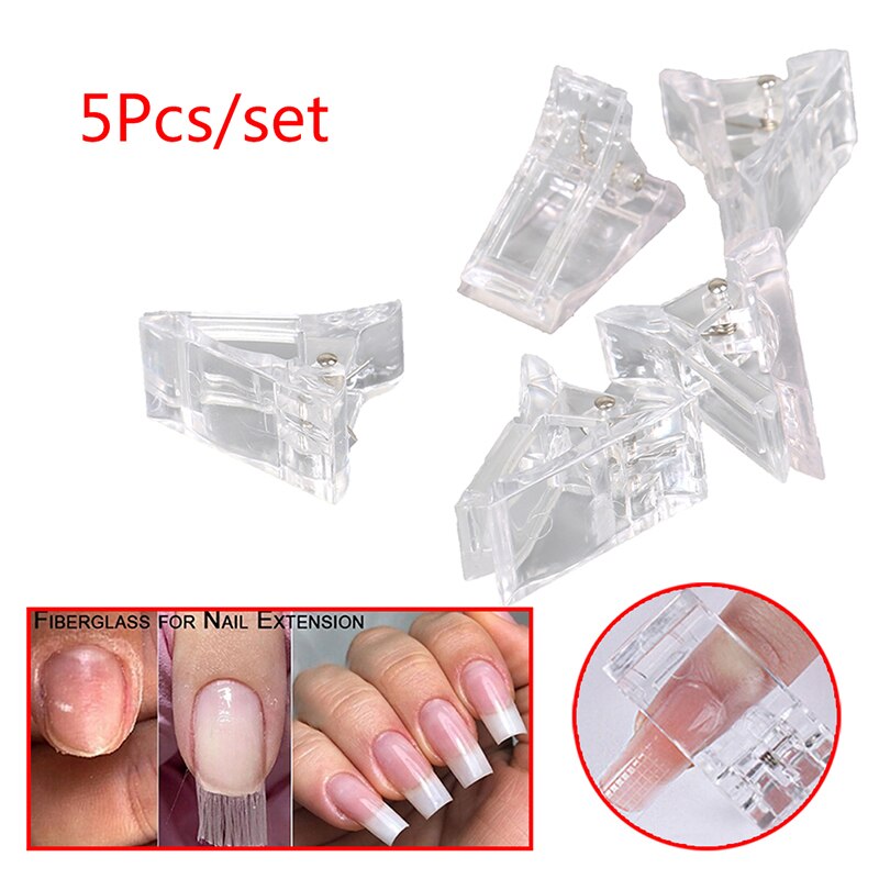 5pz pratici chiodi finti morsetto punte per unghie clip dito trasparente costruzione rapida gel estensione chiodo arte manicure attrezzo