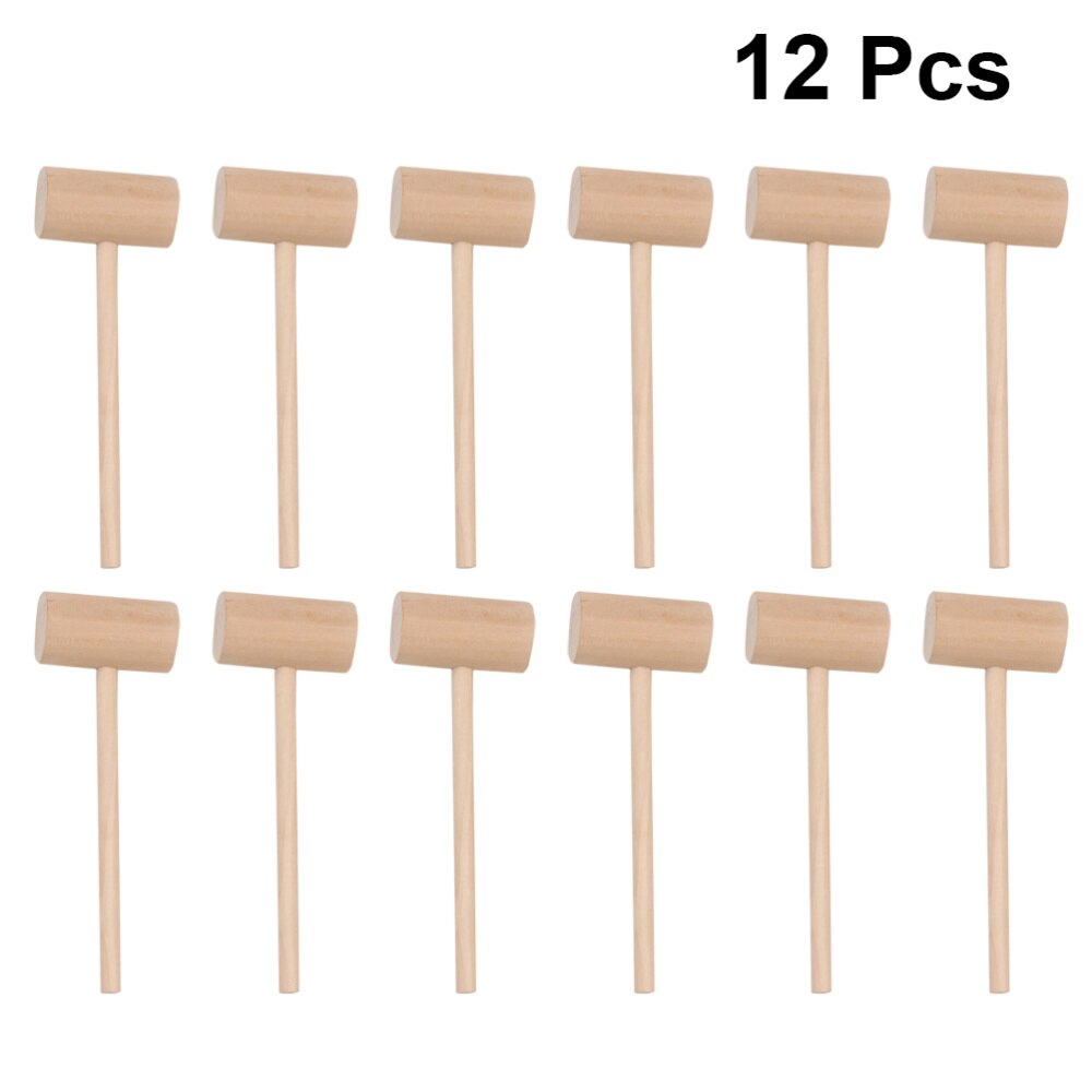 12 pcs Hitting Hammers Solid Wood Round Durable Mini Hammer Cake Mallet Educational Toy for Kitchen
