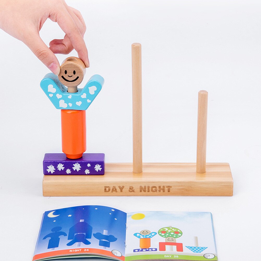 Kleurherkenning Intelligentie Educatief Thuis Houten Bouwsteen Kleuterschool Kinderen Ontwikkelen Geschilderd Kinderen Speelgoed Dag Nacht