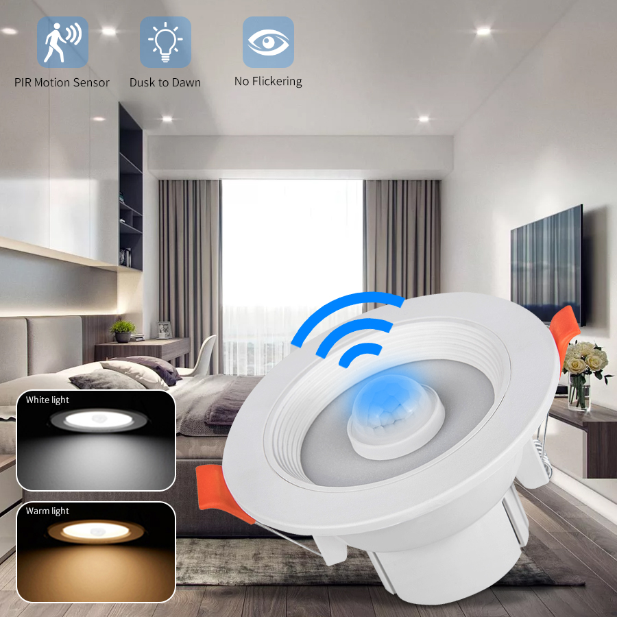 Led downlight 5w 10w 15w 20w led pir bevægelsessensor indbygget downlight til stue soveværelse loftsdekoration belysning