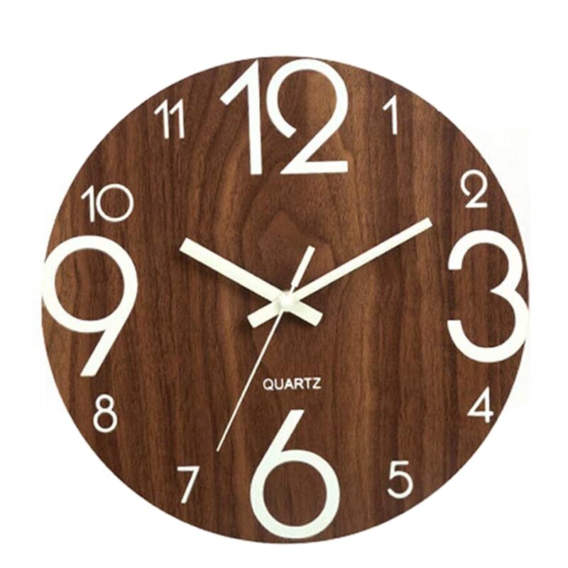Grande horloge murale lumineuse en bois de 12 pouces, horloge murale silencieuse de cuisine, pour salon intérieur/extérieur: Default Title
