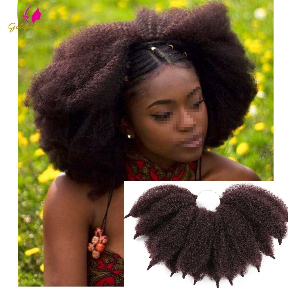 La belleza de oro 8 "sintético Crochet trenzas Marley pelo 14 raíces/pc suave Afro cabello torzado trenzado extensiones de fibras de alta temperatura
