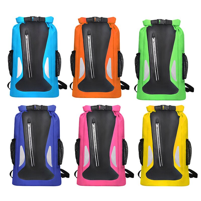 Mochila flotante reflectante de 25L, bolsa seca para motocicleta, paquete de océano, kayak de vela, cubierta de seco