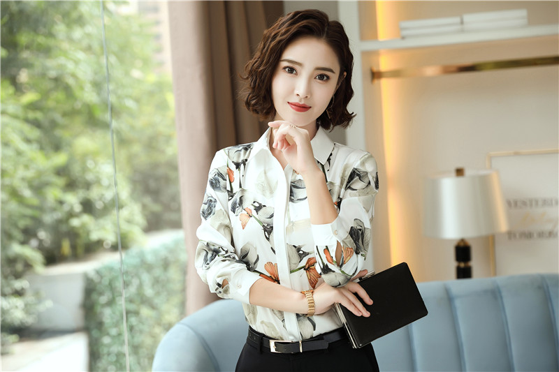 Herfst Winter Gedrukt Lange Mouwen Blouses & Shirts Voor Vrouwen Business Werkkleding Vrouwelijke Blouse Tops Ol Stijlen Shirt