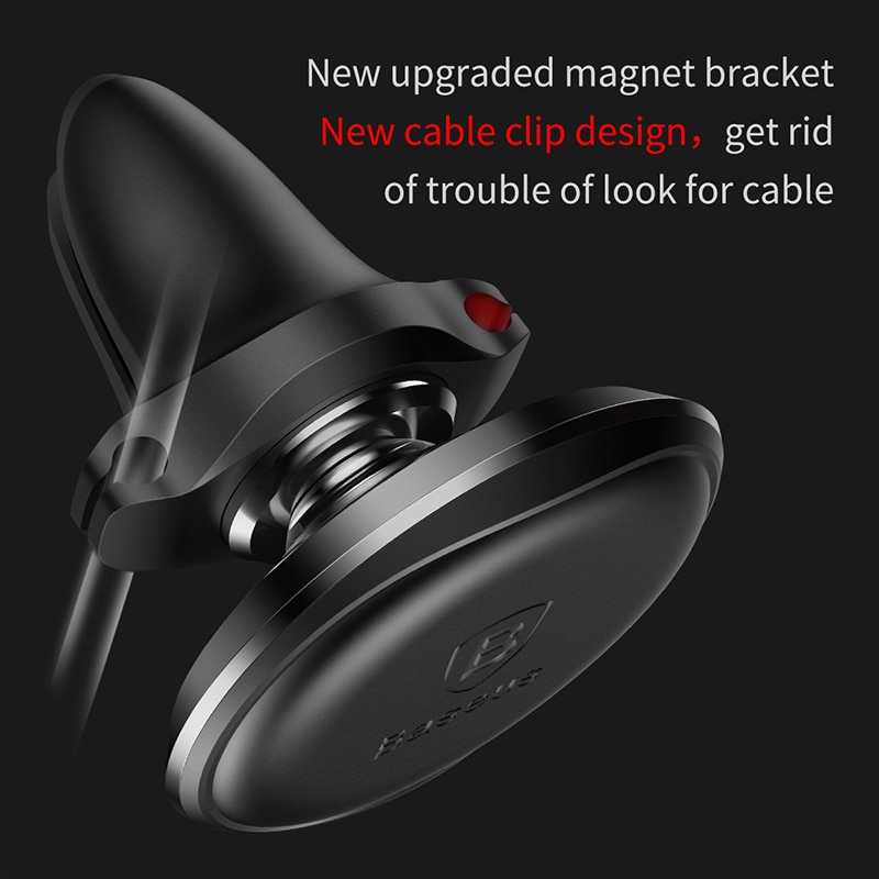 Baseus Magnetic Car Phone Holder 360 Rotation Air Vent Mount Mobile Phone Holder Stand with Cable Clip in car For iPhone X 8 7