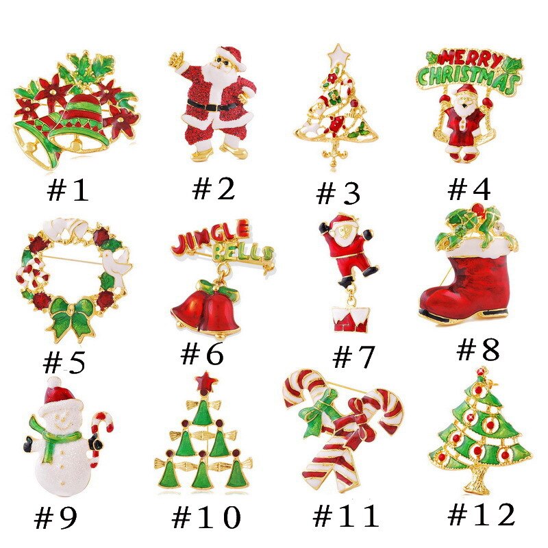 6 stks Kerst Broches Pin Bagde lijfje Broche Veiligheidsspelden voor DIY craft kerstboom Pin kerstman broches Kleding decor: 12pcs one for each
