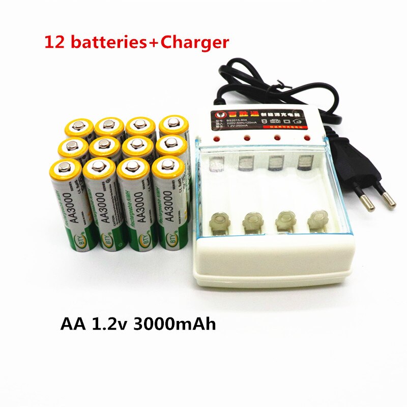 4 Pcs Daweikala Aa 3000 1.2 V Quanlity Oplaadbare Batterij Aa 3000 Mah Ni-Mh 1.2 V Oplaadbare 2A Batterij 3000 +