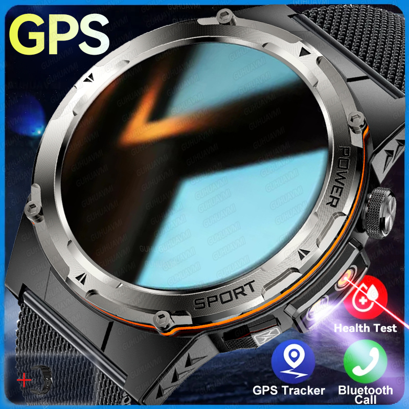 2025 novo para xiaomi ios militar smartwatch ip68 à prova dip68 água esportes ao ar livre rastreador de fitness monitor saúde bt chamada laser infravermelho: Vermelho