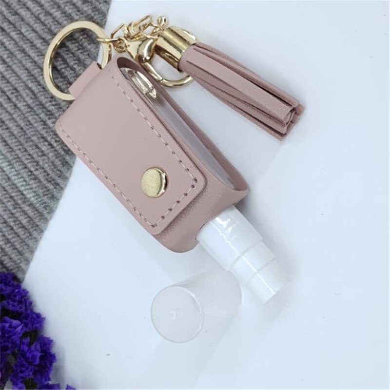 30ml Hand Sanitizer fallen Mini Desinfektionsmittel Hände Tragbare Hydroalcoholic Flasche sprühen Kopf Leder fallen Gesundheit Keychain Halfter: C sprühen Kopf
