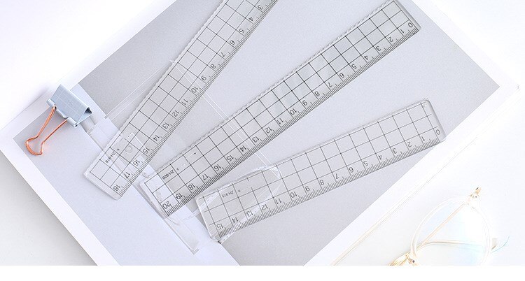 1 Pc Transparent Simple Style Plastic Ruler Student Office Stationery Drawing School Supplies