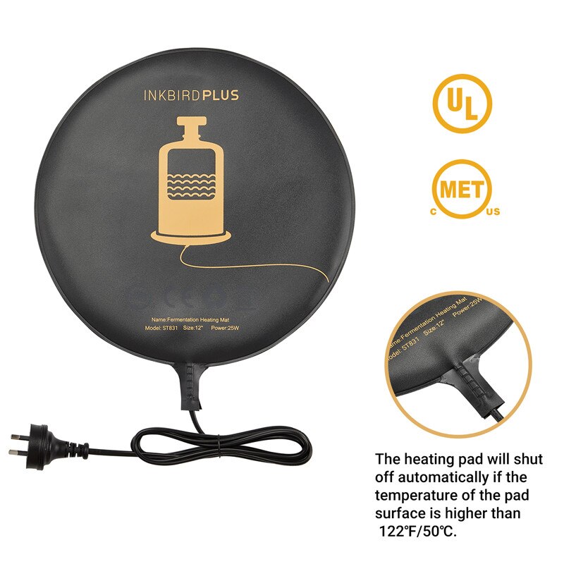 InkbirdPlus Home Brewing &amp; Fermentation Heat Pad Warm Hydroponic Heat Mat for Beer &amp; Wine Fermenting 12" MET Certified 25W Tools
